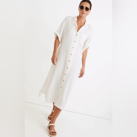 Madewell Dresses & Skirts - NEW Madewell Lightestspun Cover-Up Maxi Shirtdress Medium